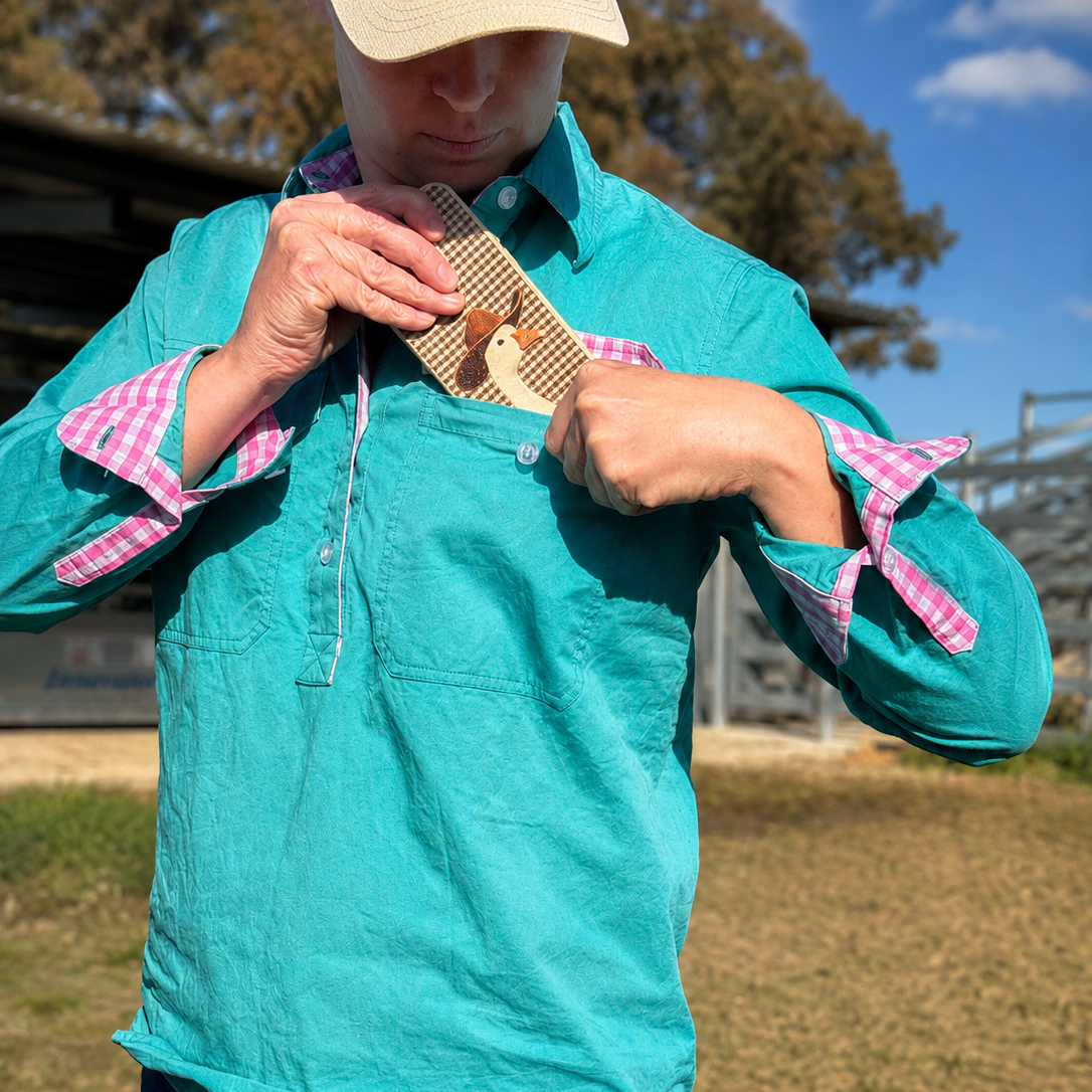 Half Button Long Sleeve Work Shirt Light Weight - Teal